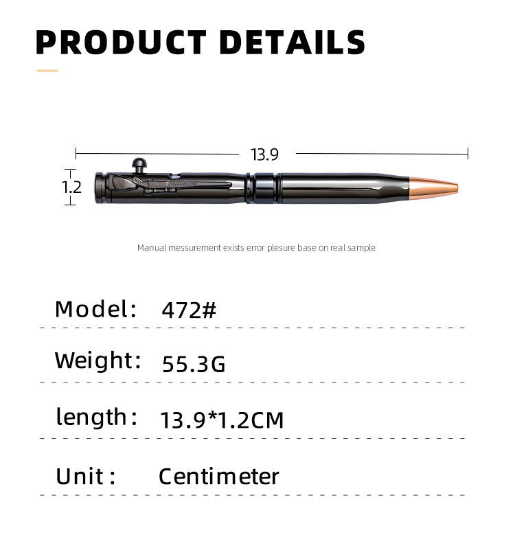 Bolt Action Tactical Metal Ballpoint Pen 3-Pack 1.0mm Black Ink
