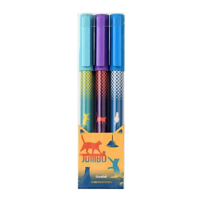 KACO Jumbo Cat Gel Pen 0.5MM Black Ink 3 Pack