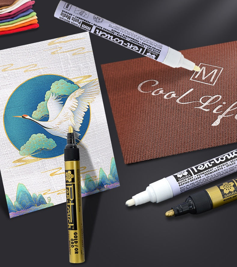 Sakura Pen-Touch Paint Marker 0.7/1.0/2.0mm White Color,4 Pack