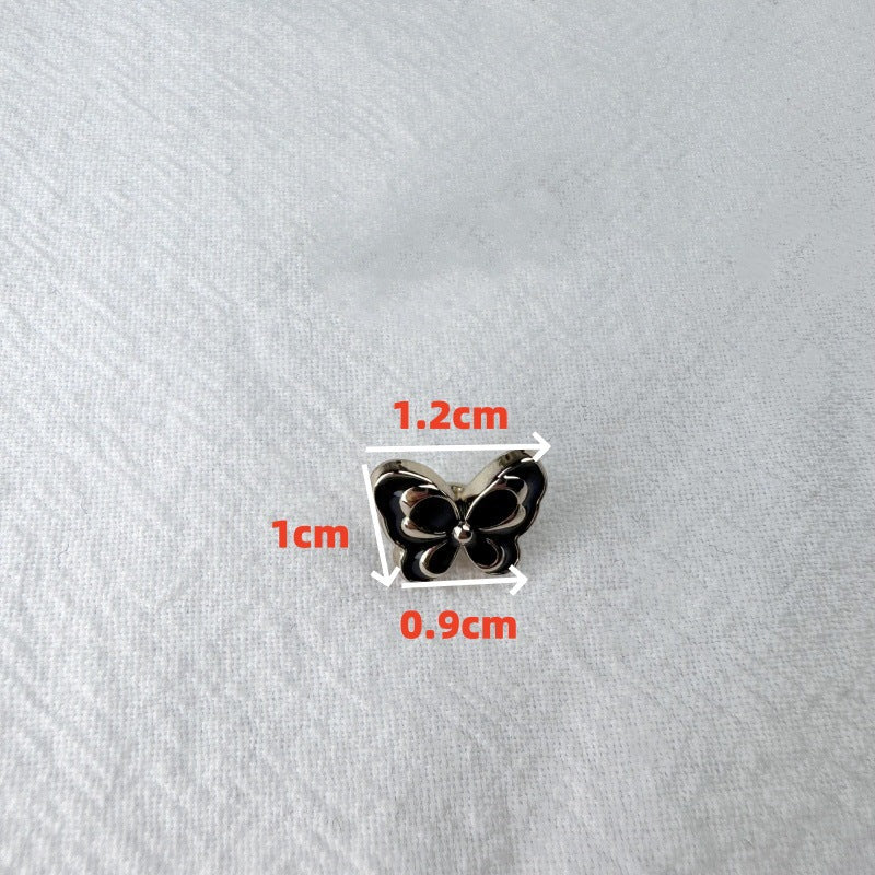 12mm butterfly metal button size: 1.2cm height, 1cm width, 0.9cm depth
