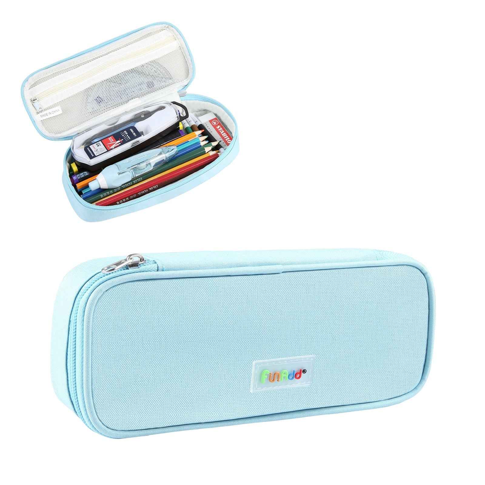 AddFun Large Capacity Pen Case,Pencil Pouch with Zipper Blue