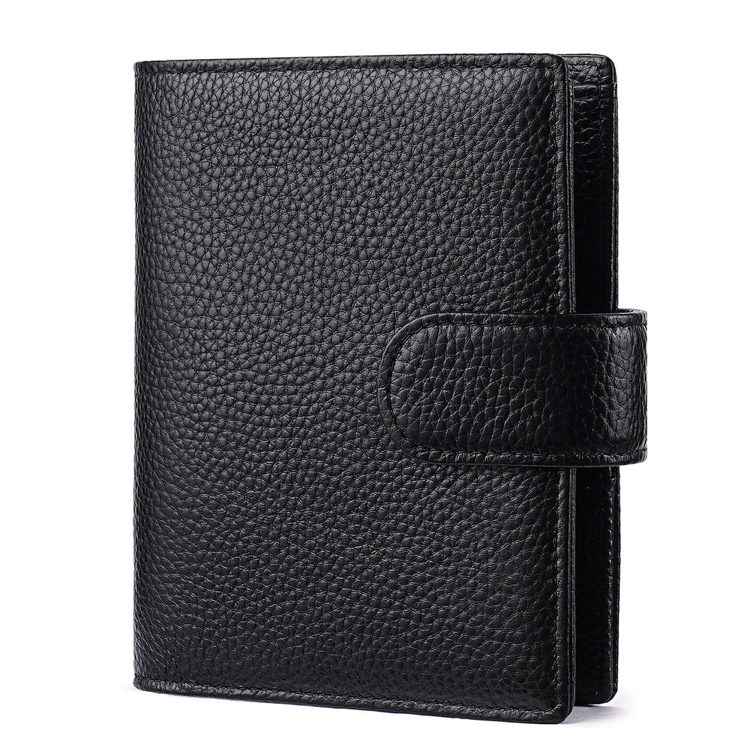 A7 Leather Pocket Notebook Wallet 6-Ring Binder Card,Cash & Coin Slots Black
