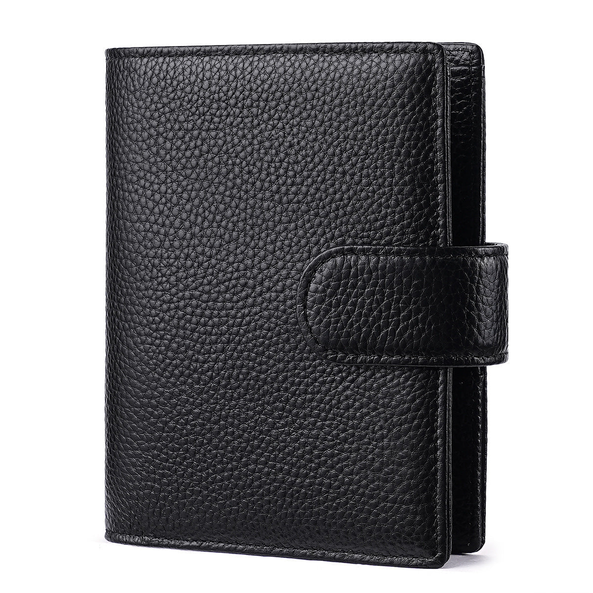 A7 Leather Pocket Notebook Wallet 6-Ring Binder Card,Cash & Coin Slots Black