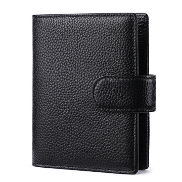 A7 Leather Pocket Notebook Wallet 6-Ring Binder Card,Cash & Coin Slots Black