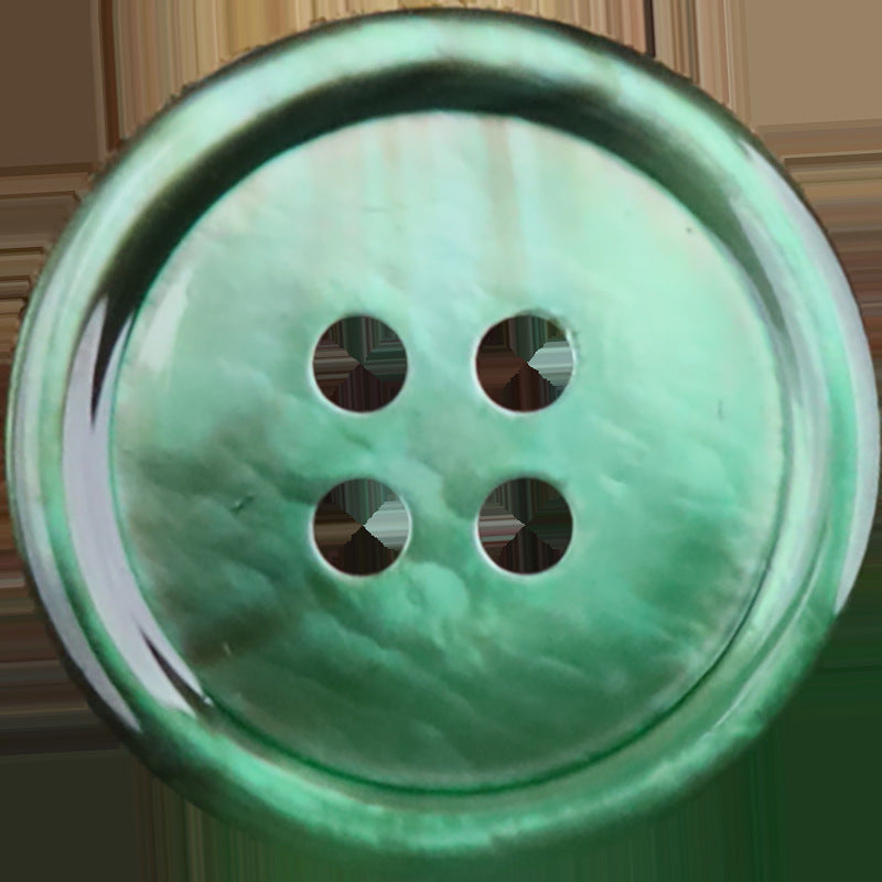 Green gradient round 4-hole shell-style button with four stitched button holes
