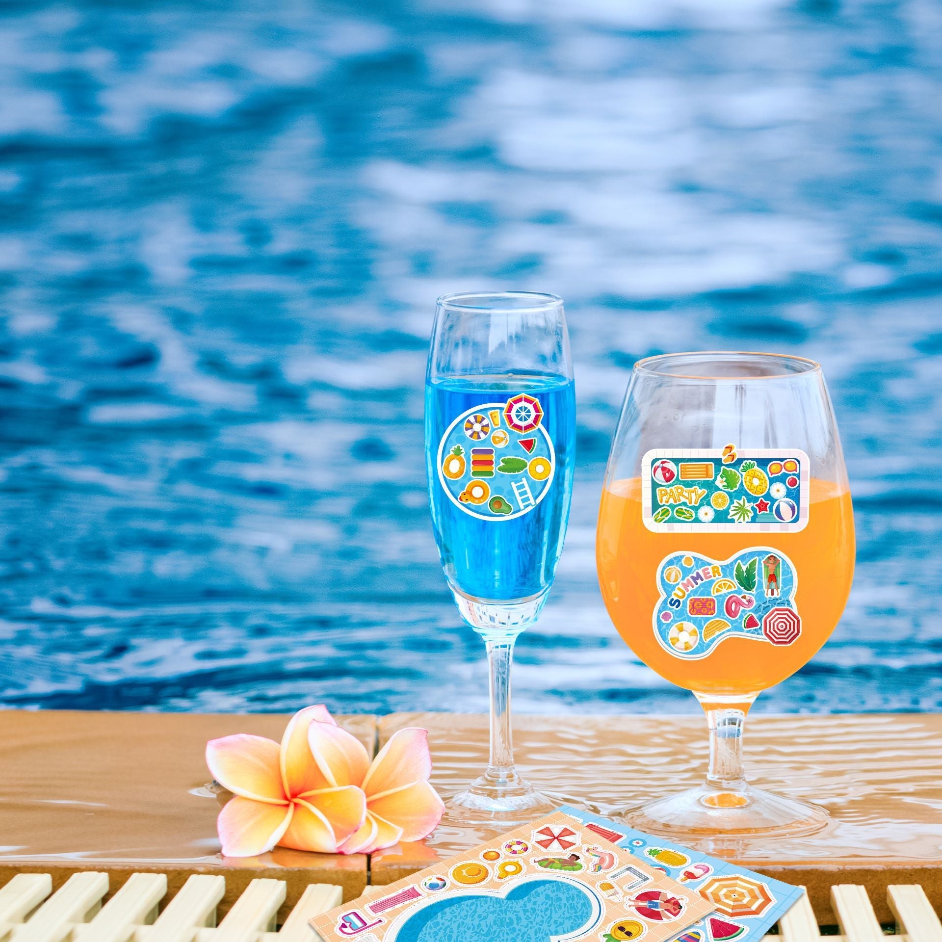 Make a Face Cartoon Summer Swimming Pool Stickers for Kids 24 Sheets