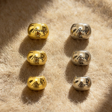 Gold & silver arched monogram metal buttons with engraved letter, multiple pieces