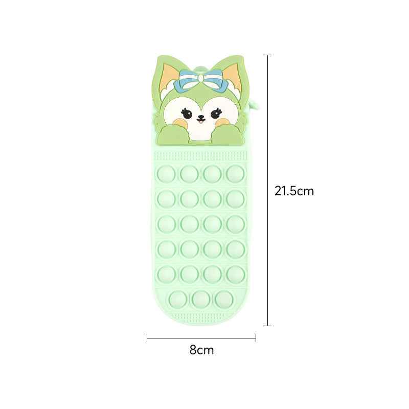 Silicone Cute Fox Pencil Case – Stress Relief Squeeze Toy Pen Bag Light Green