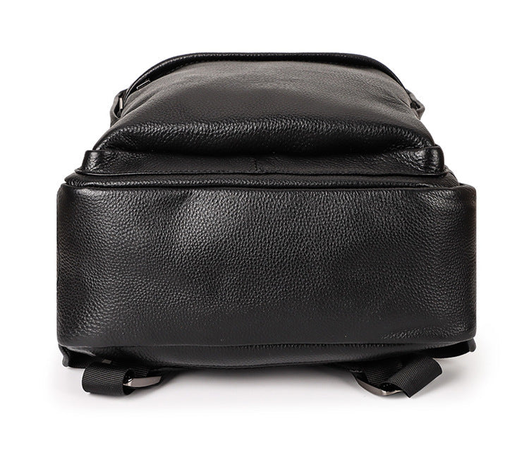 Black Genuine Leather Business Laptop Men's Backpack