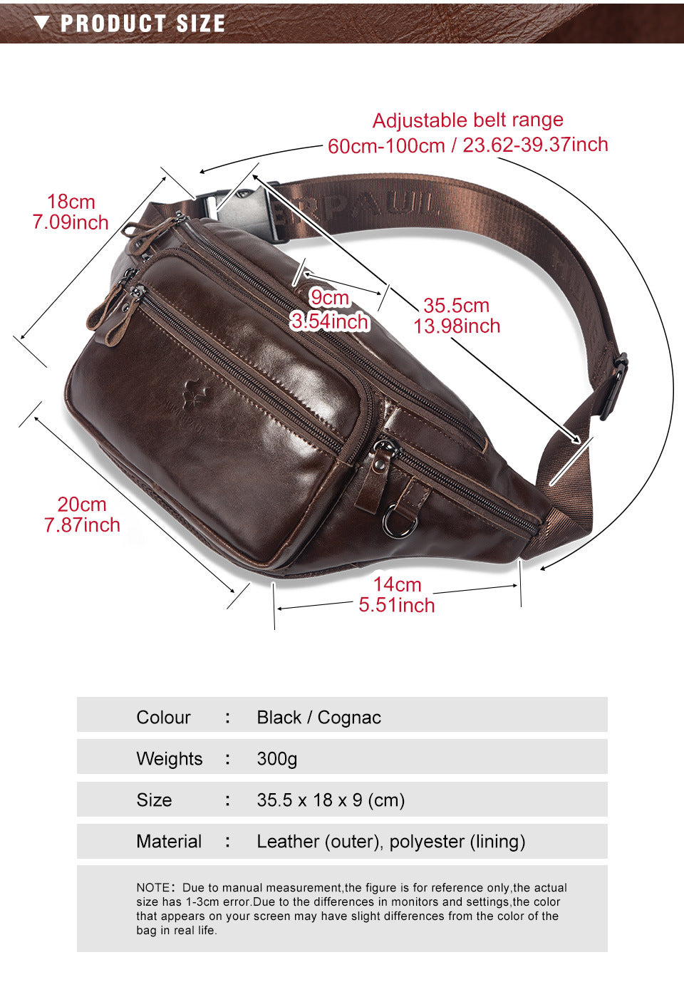 Men's Cowhide Waist Bag,Outdoor Sports Leather Sling Chest Pack