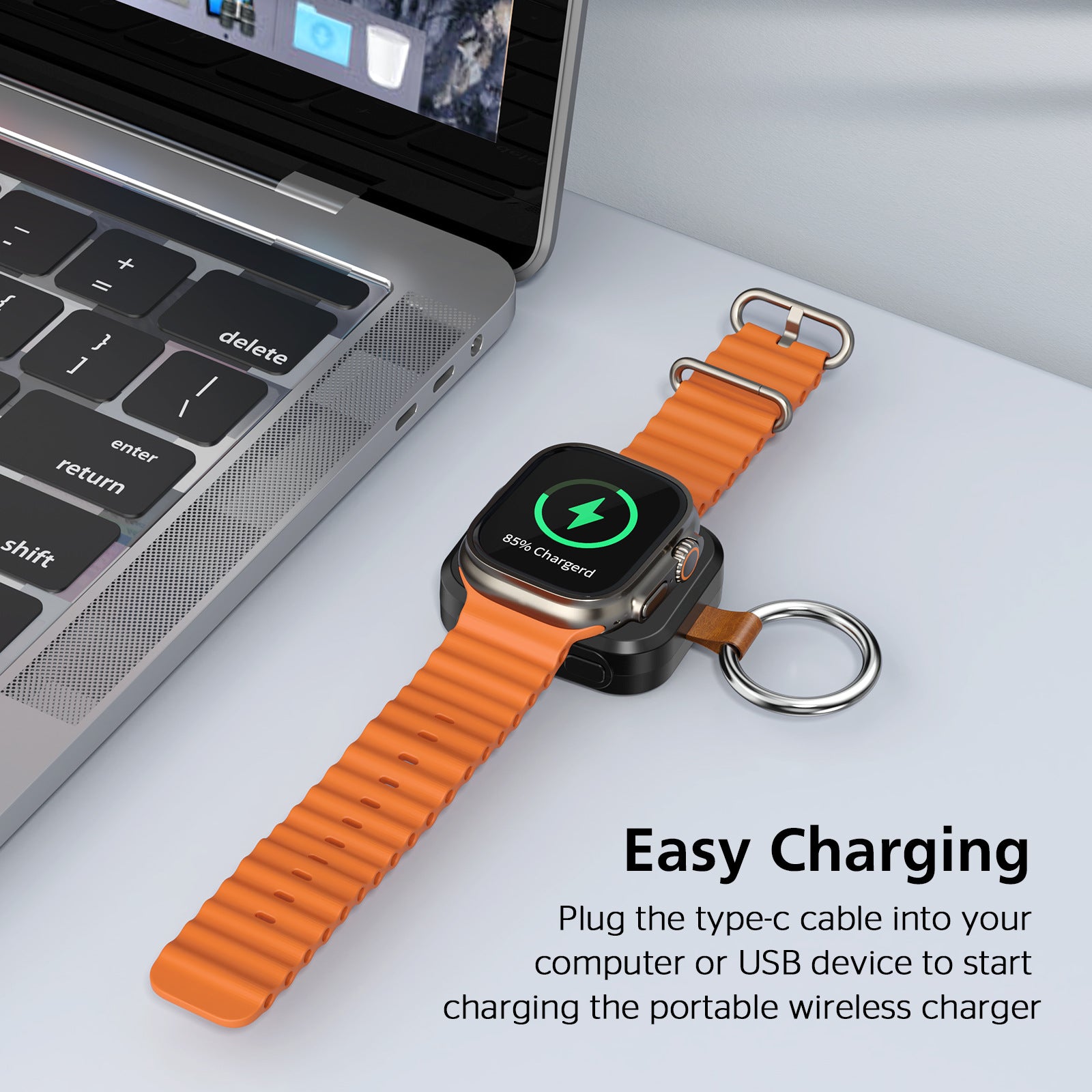 Portable Apple Watch Magnetic Wireless Charger with Keyring