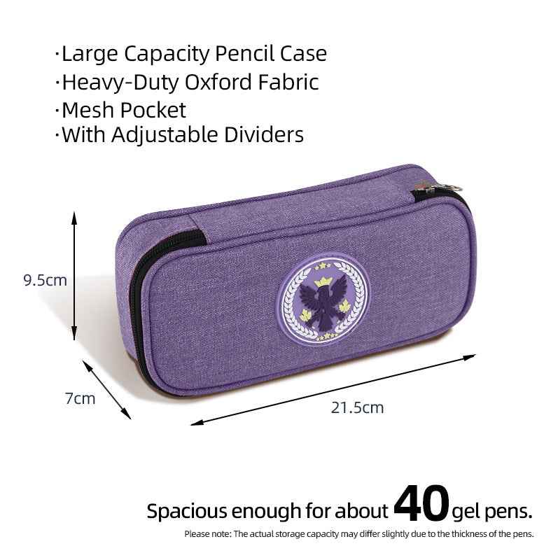 Large Capacity Oxford Fabric Pencil Case School Stationery Bag Purple