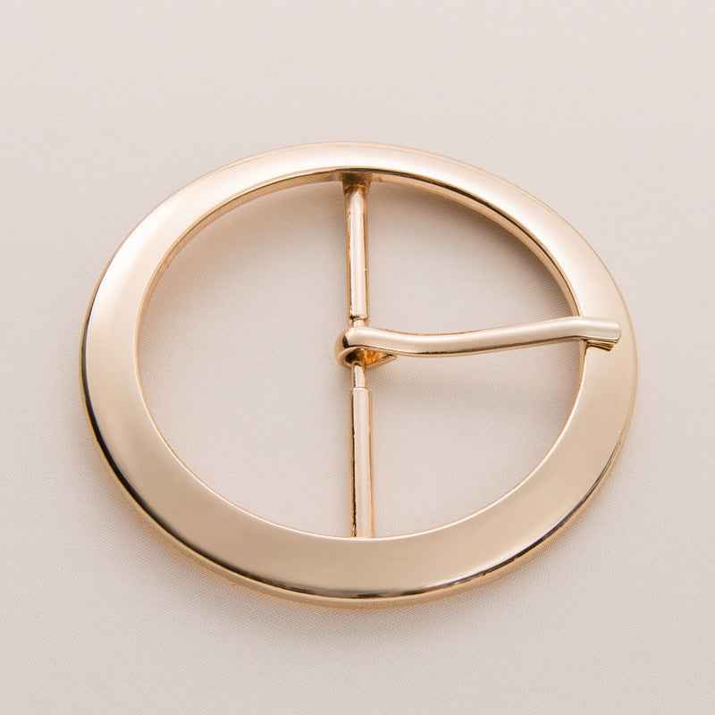 Round belt buckle, oversized 62mm, gold and silver finishes, clasp with pin bars