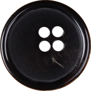 Black 4-hole round button with slim edge and glossy finish