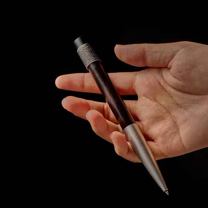 Elegant Black Ebony Wood 0.5mm Ballpoint Pen
