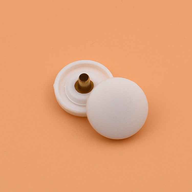 15mm white plastic snap button with brass post and base
