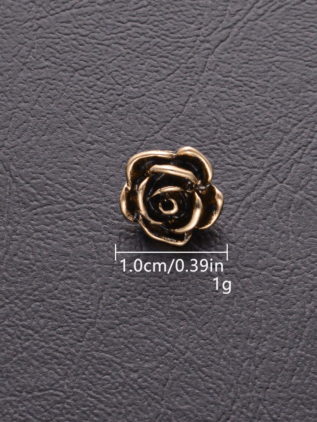 Vintage-Rosen-Knopf (Silber) mit Metallschlaufe, ca. 10 mm