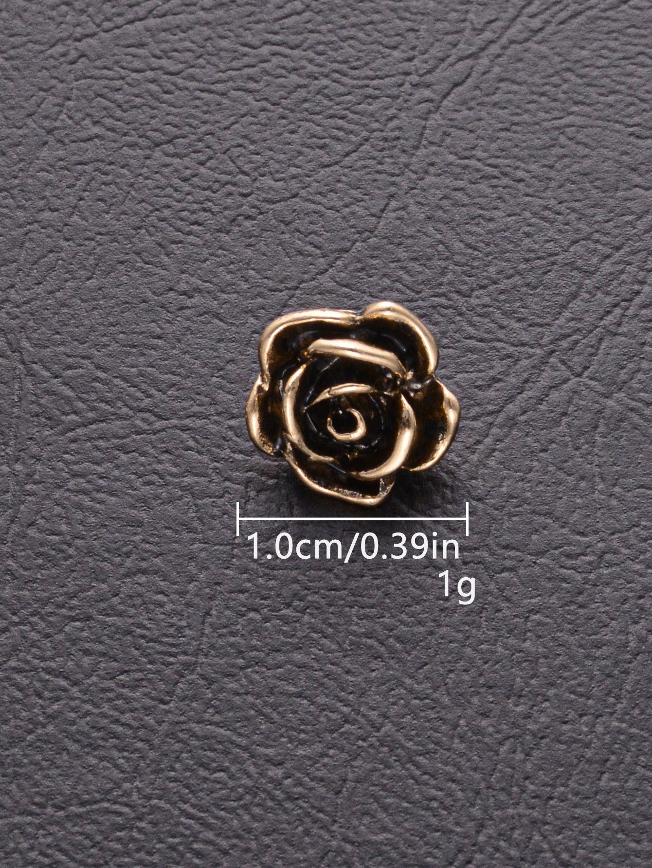 Vintage-Rosen-Knopf (Gold) mit Metallschlaufe, ca. 10 mm
