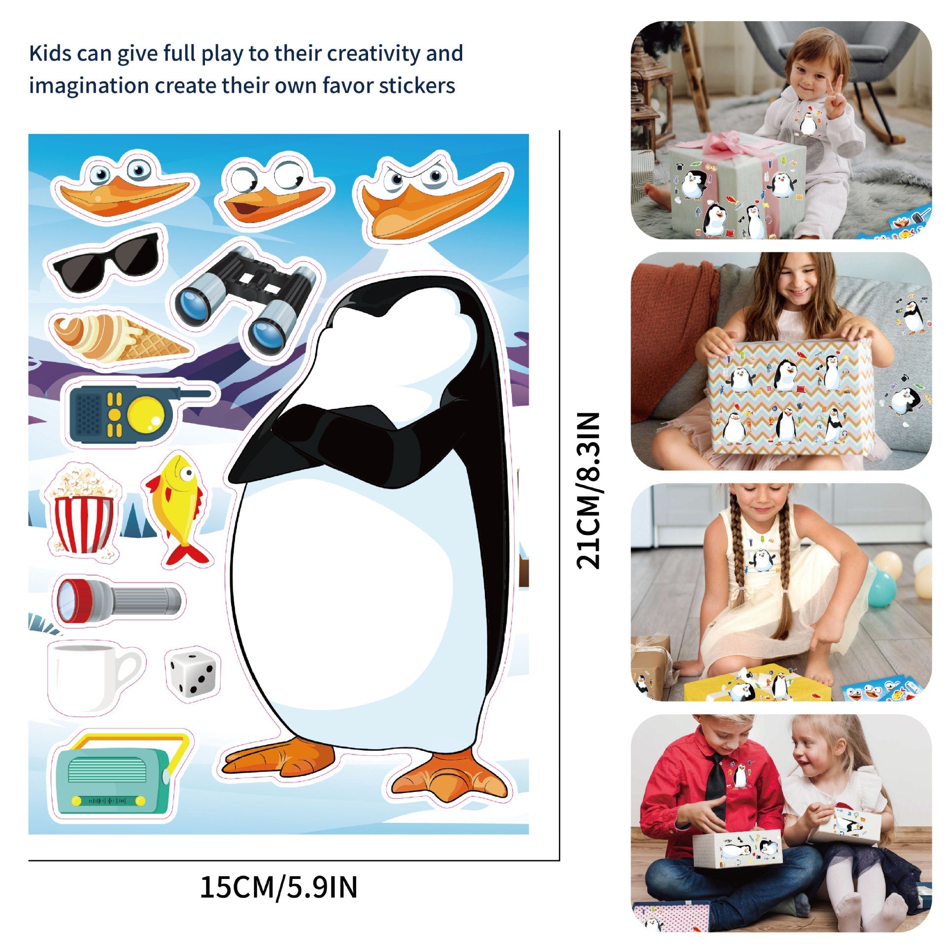 Make a Face Cartoon Penguin DIY Stickers for Kids 24 Sheets