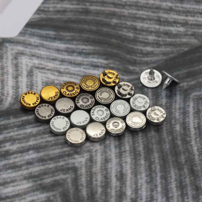 8mm retro denim stud rivets: gold and silver round caps with metal posts