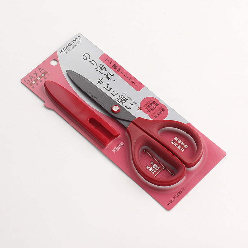 KOKUYO SAXA Fluorine-Coated Scissors | Safe, Portable & Multi-Purpose | 172×76mm | WSG-HSF251 Red
