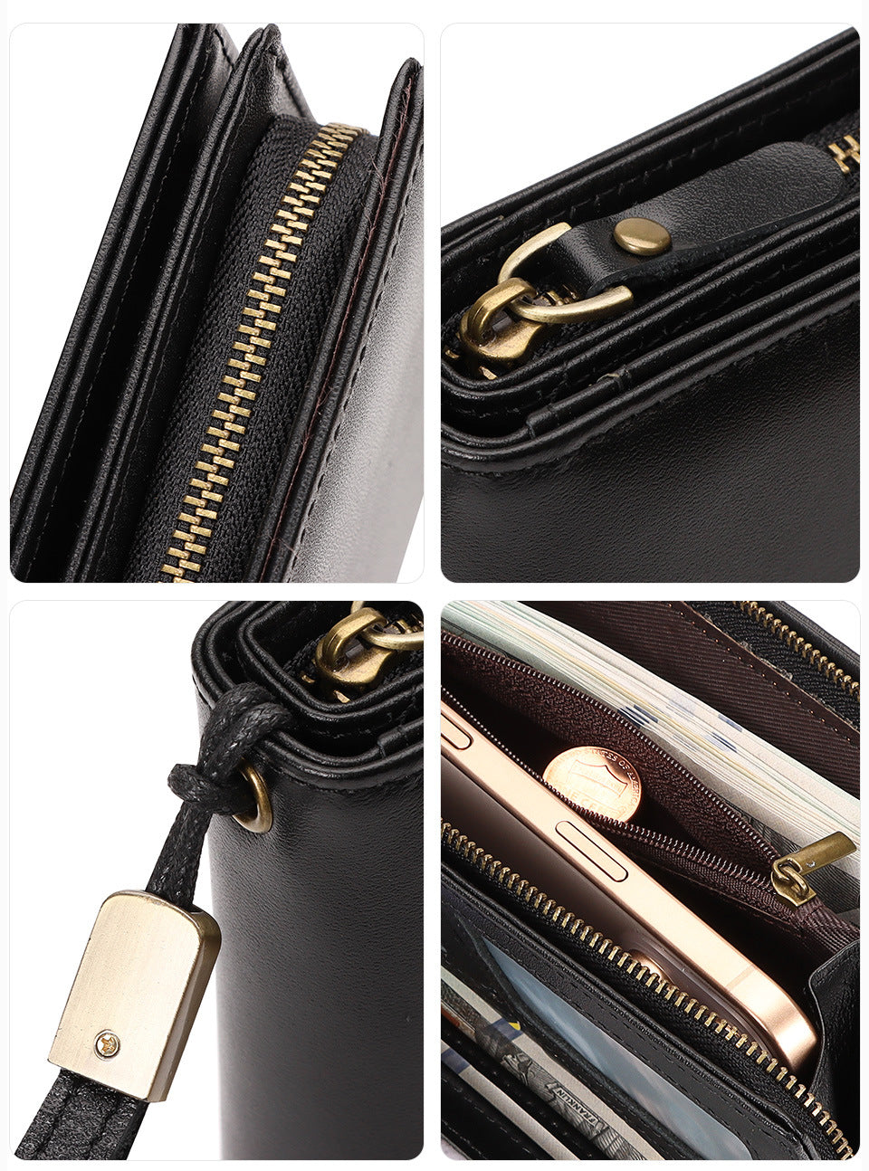 Men's Top Grain Leather Long RFID Blocking Wallet