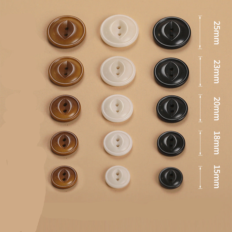 Natural beige round 2-hole buttons, two-piece close-up