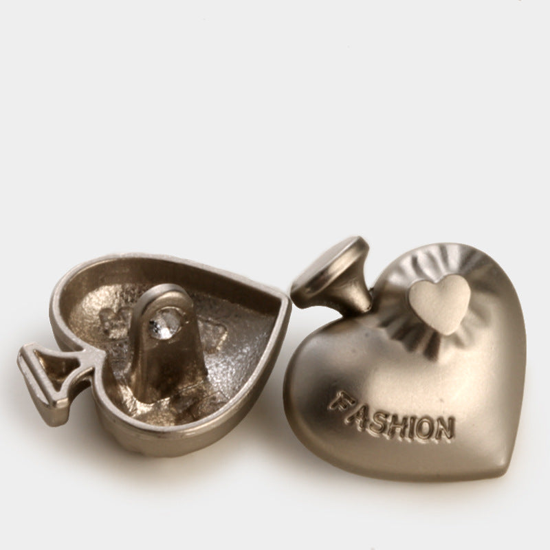 Heart-Shaped Metal Buttons for Coats & Cardigans, 20-Pack Gold