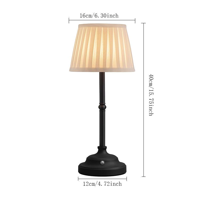 Portables Cordless Table Lamp Fabric Shade Rechargeable Desk Lamp Black