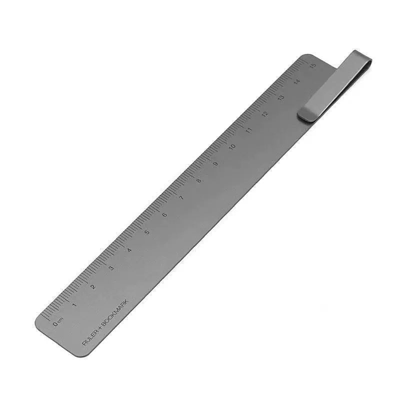 KACO 15CM Metal Ruler - Bookmark, Clamp & Student Tool Grey