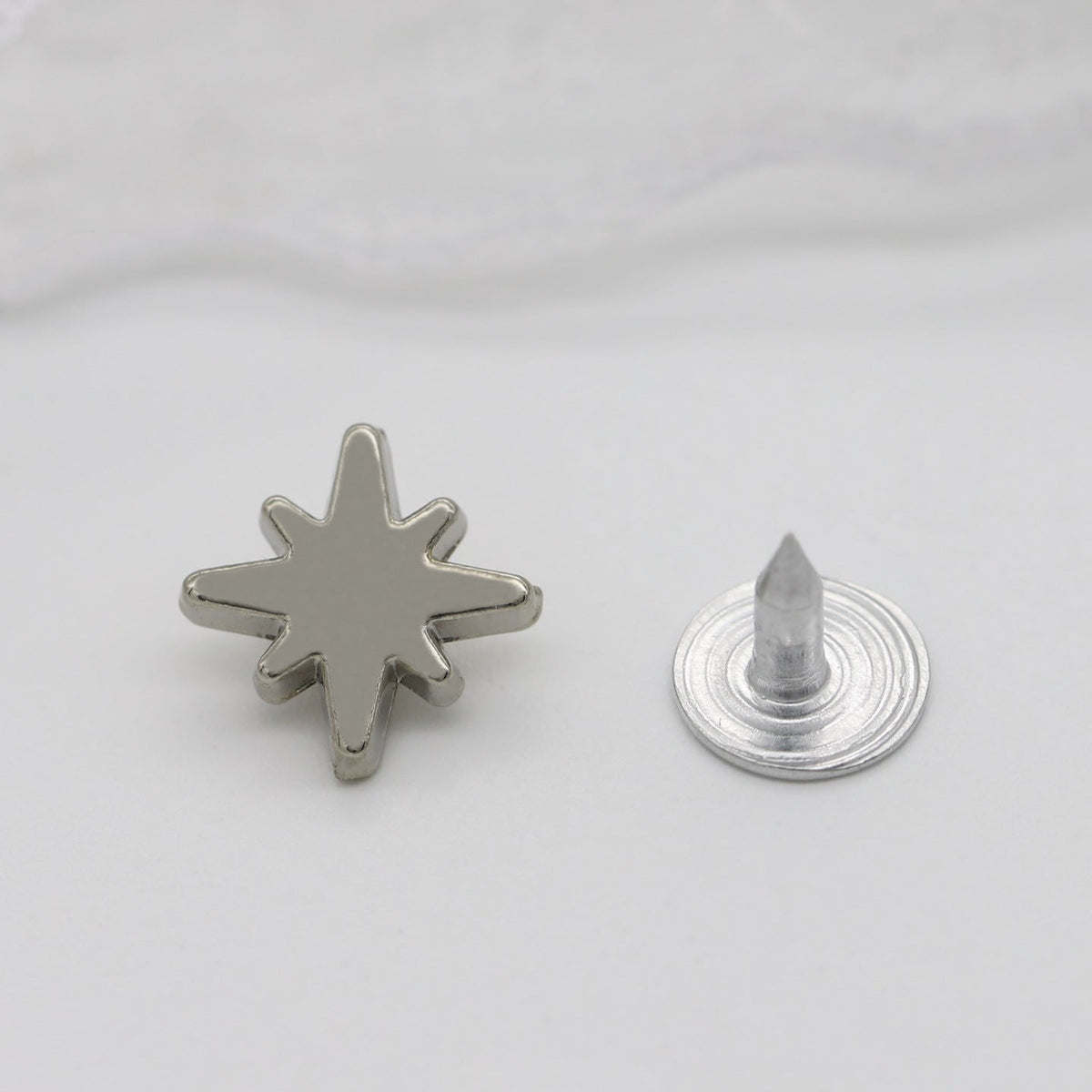 Eight-Point Star Metal Stud Buttons for Shoes & Clothing, 100-Pack Silver