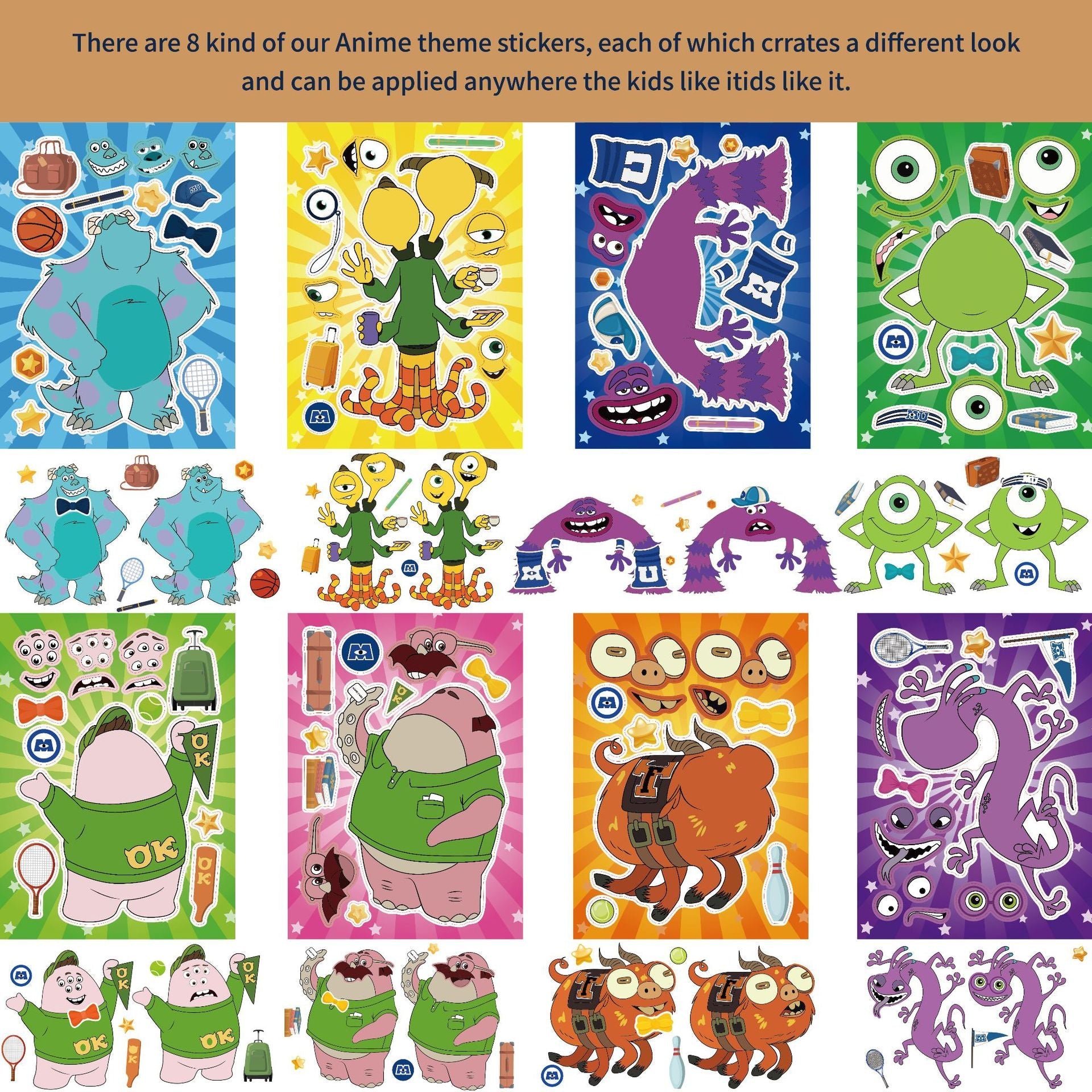 Make a Face Monsters University Stickers for Kids 32 Sheets