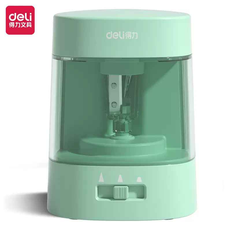 DELI 68659 Electric Pencil Sharpener USB & Battery Operated Green