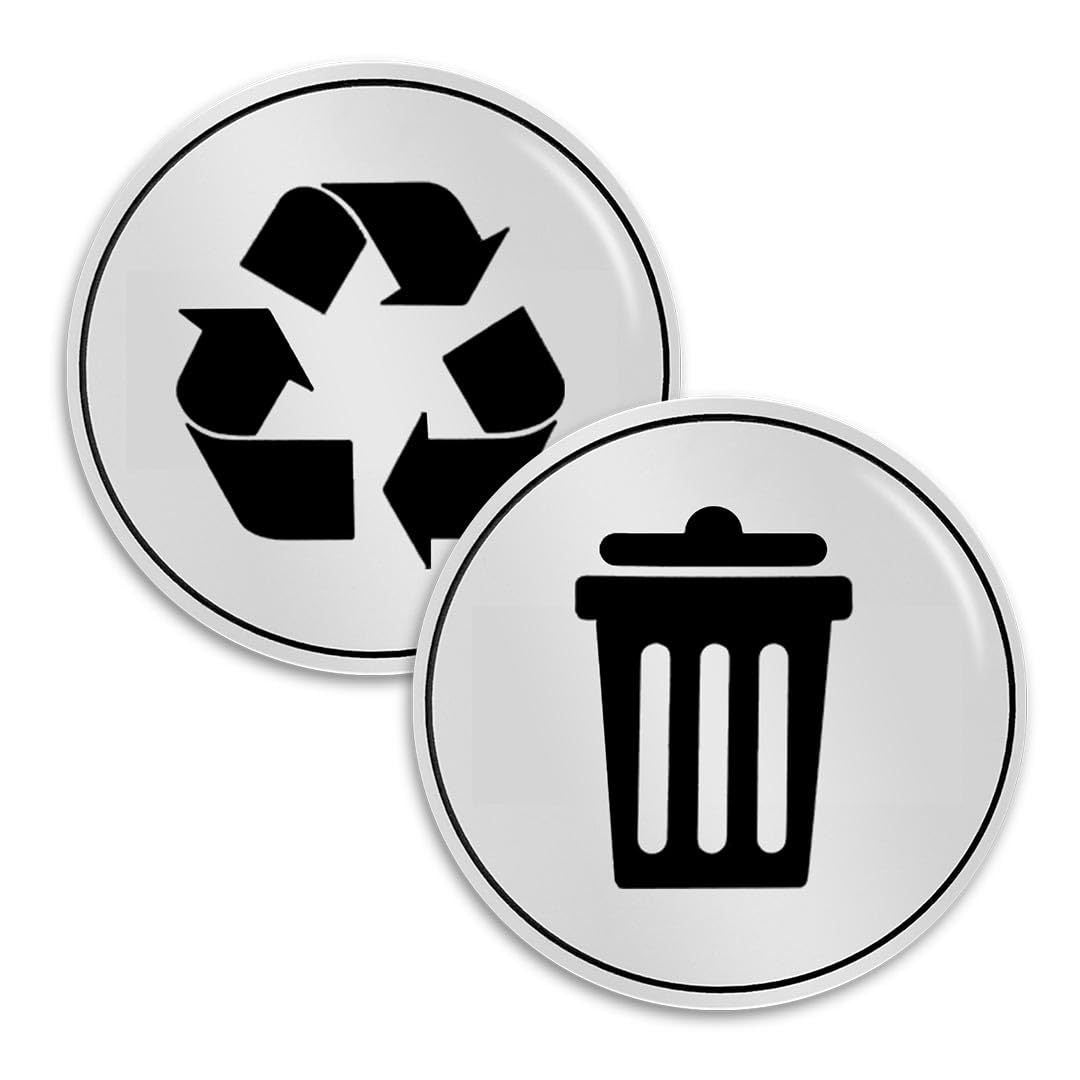10PCS Trash and Recycle Stickers 3x3 Inch Round UV Stable Weatherproof