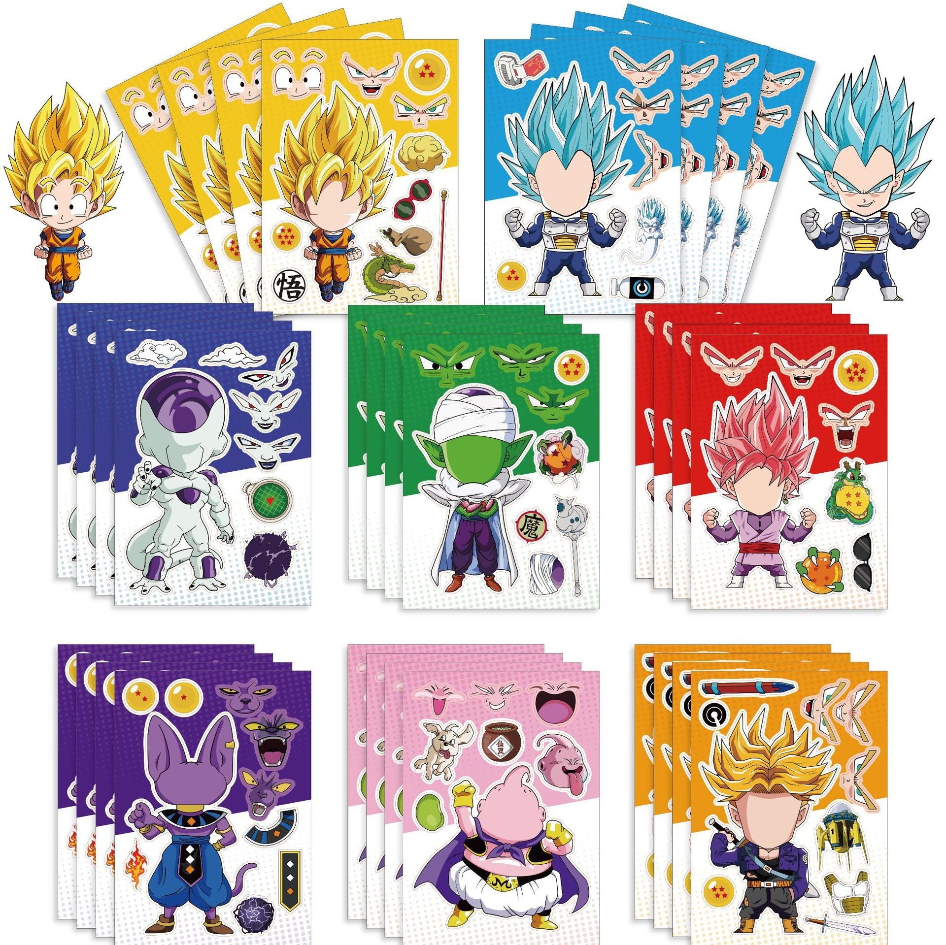 Make a Face Dragon Ball Q Anime Stickers for Kids 32 Sheets