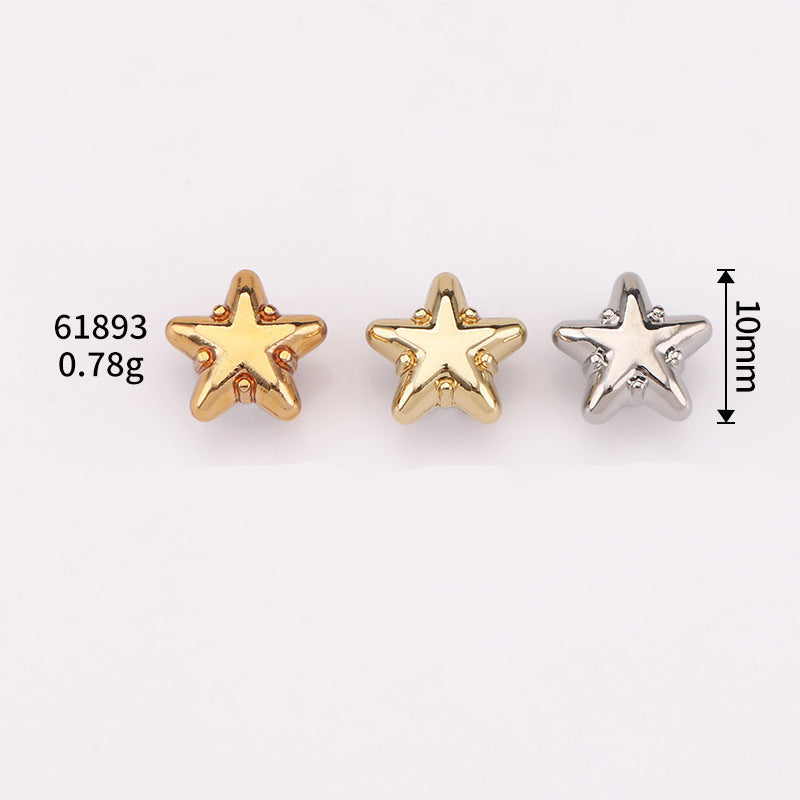 Star metal shank shirt buttons, gold-tone finish (2 shown)