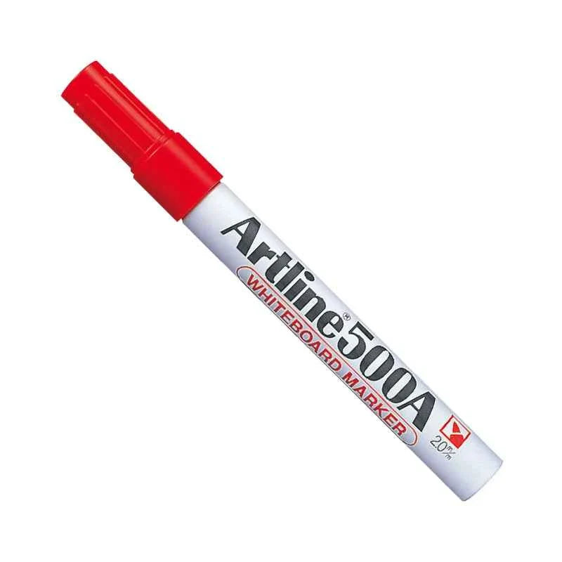 Artline 500A Whiteboard Markers | 2.0mm Bullet Tip | Low Odor 3 Pack 3 Red