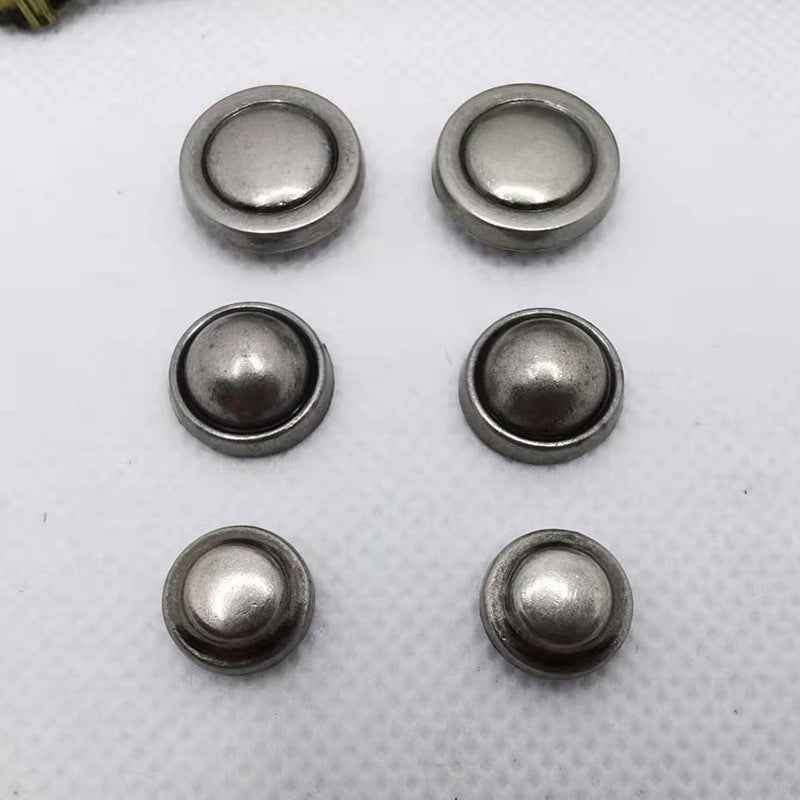 Antique silver mushroom rivets, round flat caps with smooth finish (10/12/14mm set)