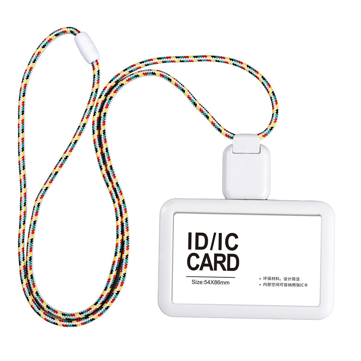 White Badge Holder with Long Retractable Lanyard – 2 Pack | Horizontal & Vertical | Fits 86×54mm Cards White D
