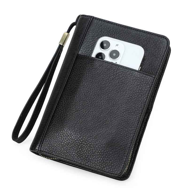 Genuine Leather Portable 5 Cigar Storage Case with Pen Holder Black