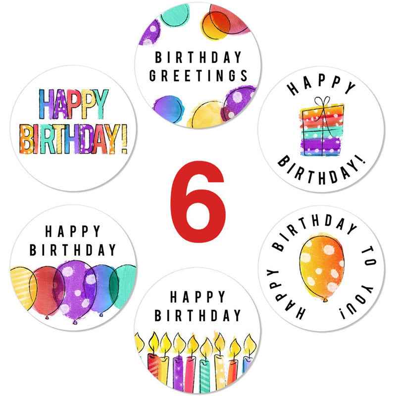 500 Labels Happy Birthday Stickers Round 1.5 inch