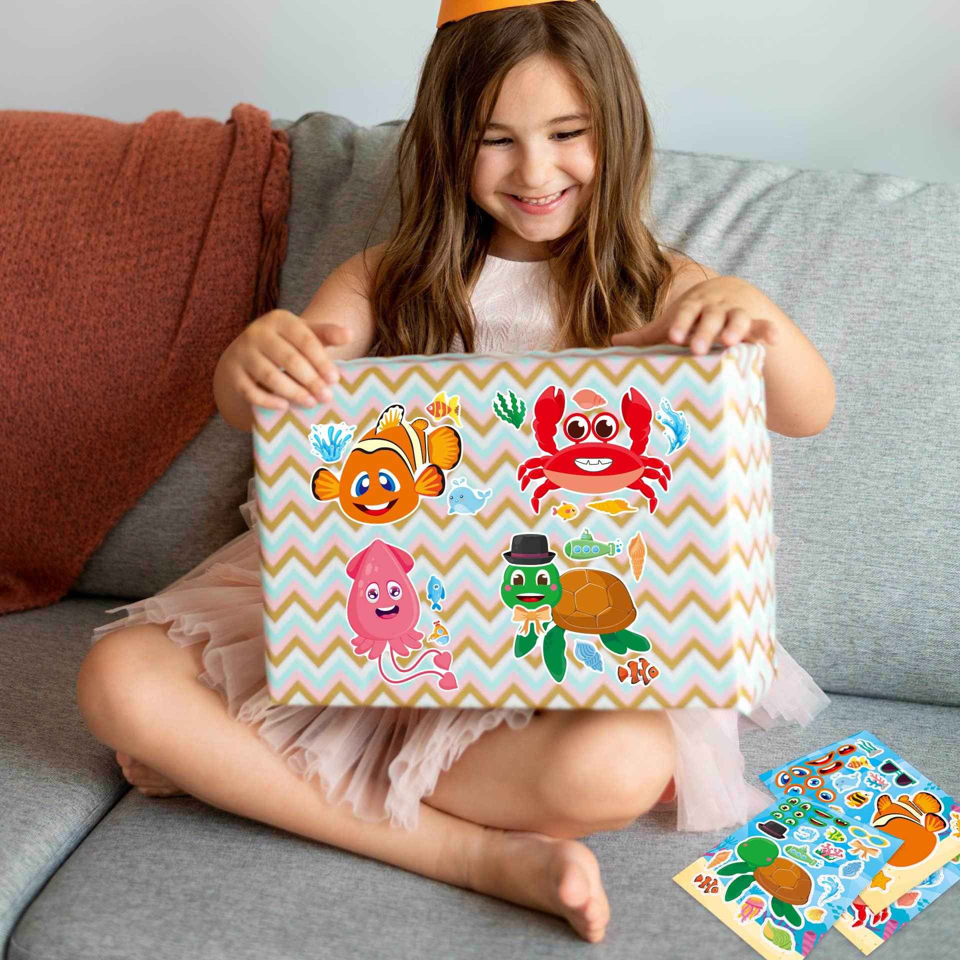 32 Sheets Cartoon Ocean Animals Make Your Own Stickers for Kids