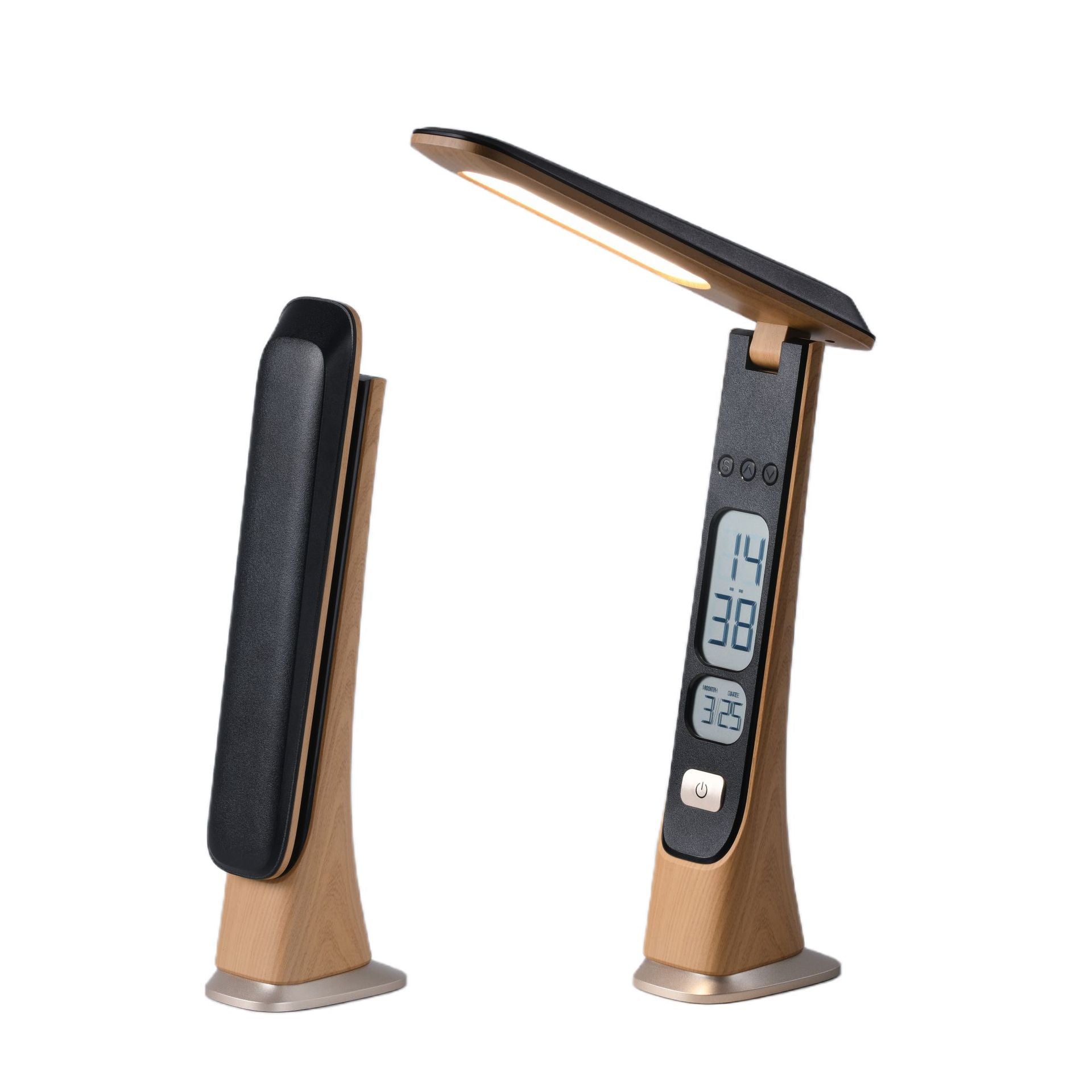 Foldable Portable Cordless Table Desk LED Lamp with Clock Calendar ...