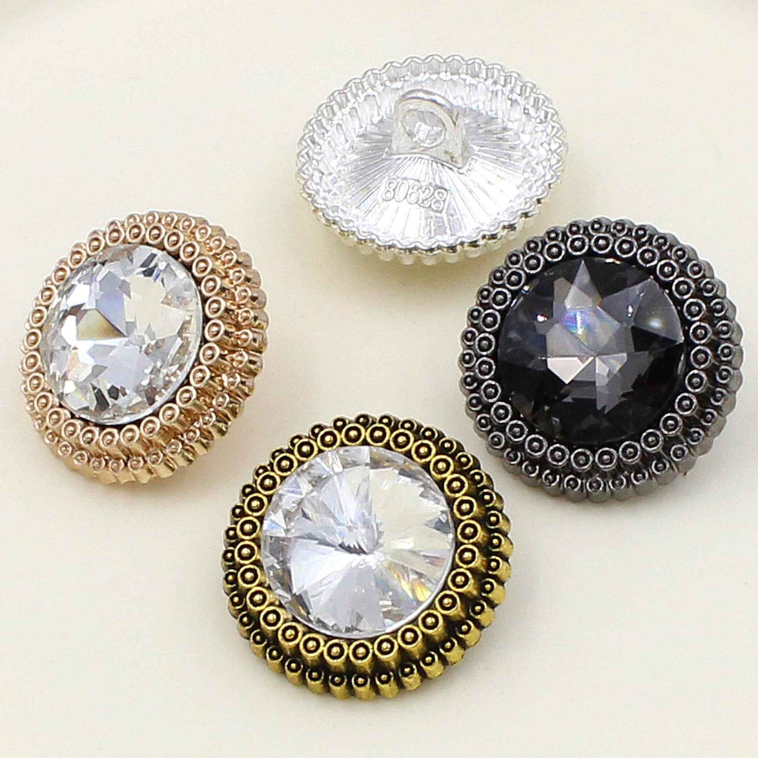Runde Strass-Knöpfe, 4 Farben: silber, schwarz, roségold, gold