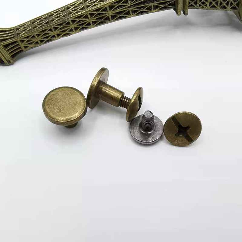 10mm flat head screw rivets, silver and bronze heads, 4 rivets