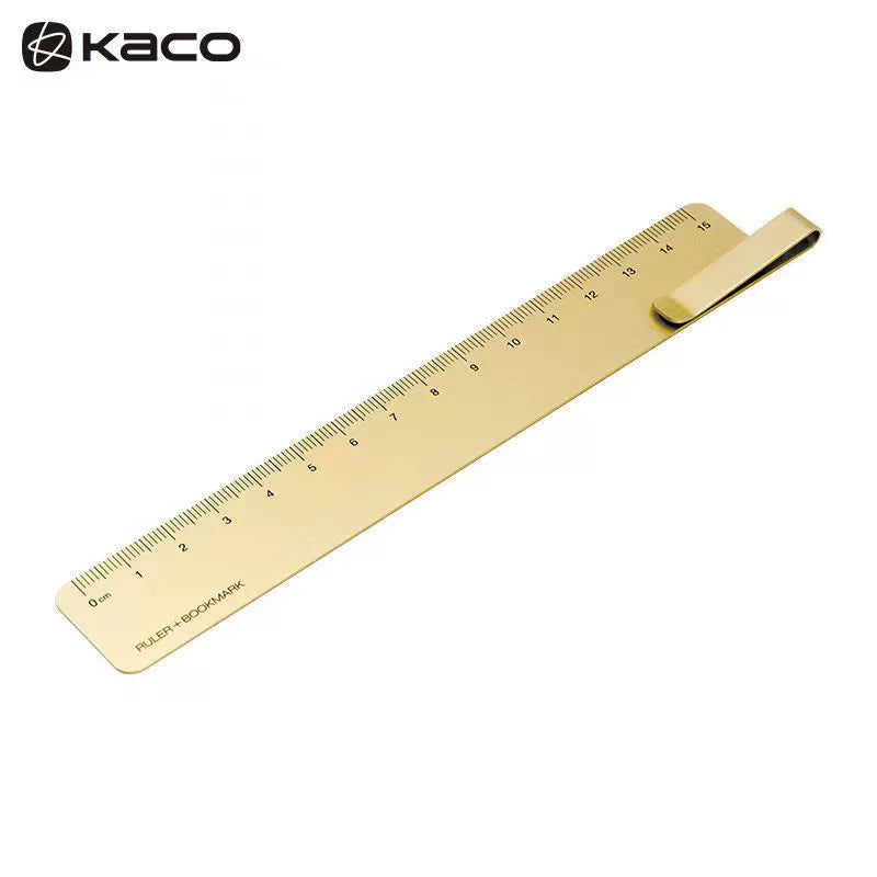 KACO 15CM Metal Ruler - Bookmark, Clamp & Student Tool Gold