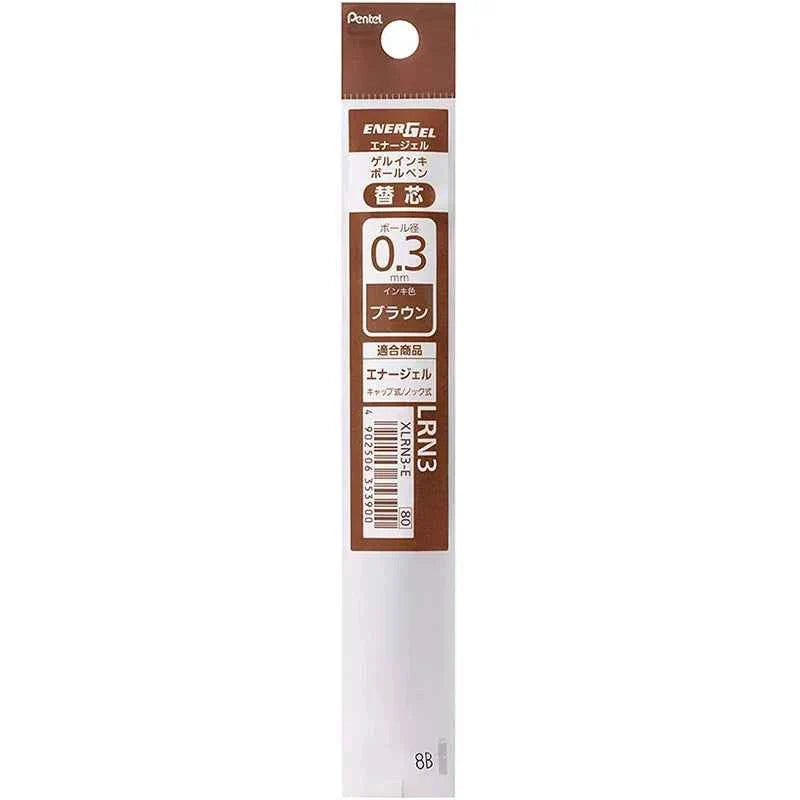 Pentel EnerGel LRN3 Needle-Point Gel Pen Refill - 0.3mm - 5 Pack 5 Brown