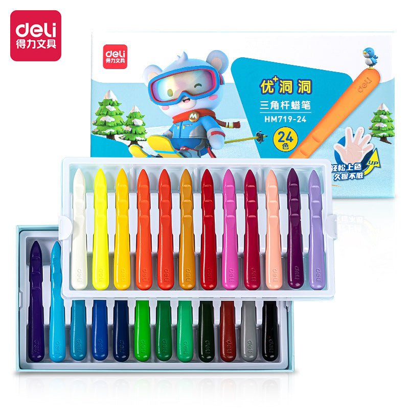 DELI Triangular 12/24/36 Colors Washable Toddler Crayons for Kids 36 Color