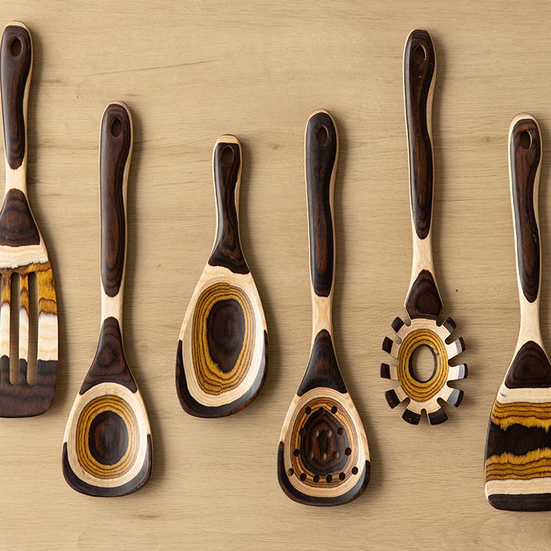 Moroccan Gradient Colorful Wooden Spoon | Pasta Server & Rice Ladle
