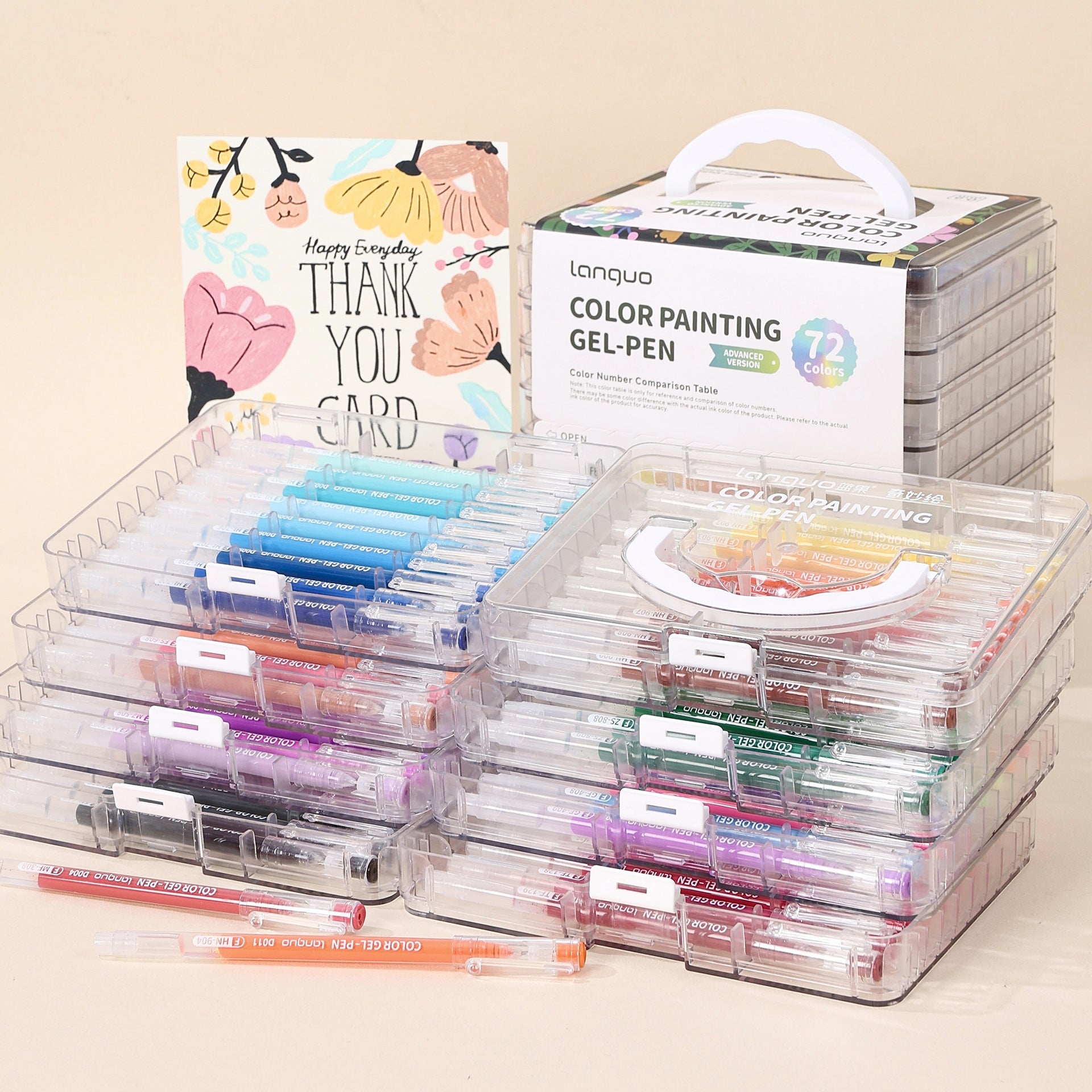45/72/99-Color Gel Pen Set – 0.6mm Fine Tip Multilayer Case Journaling Pens 72 Colors
